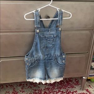Girls Overalls Lace Trim